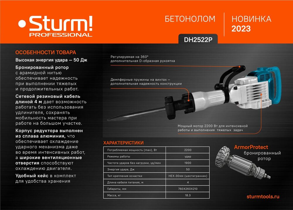 Отбойный молоток Sturm! DH2522P - 3